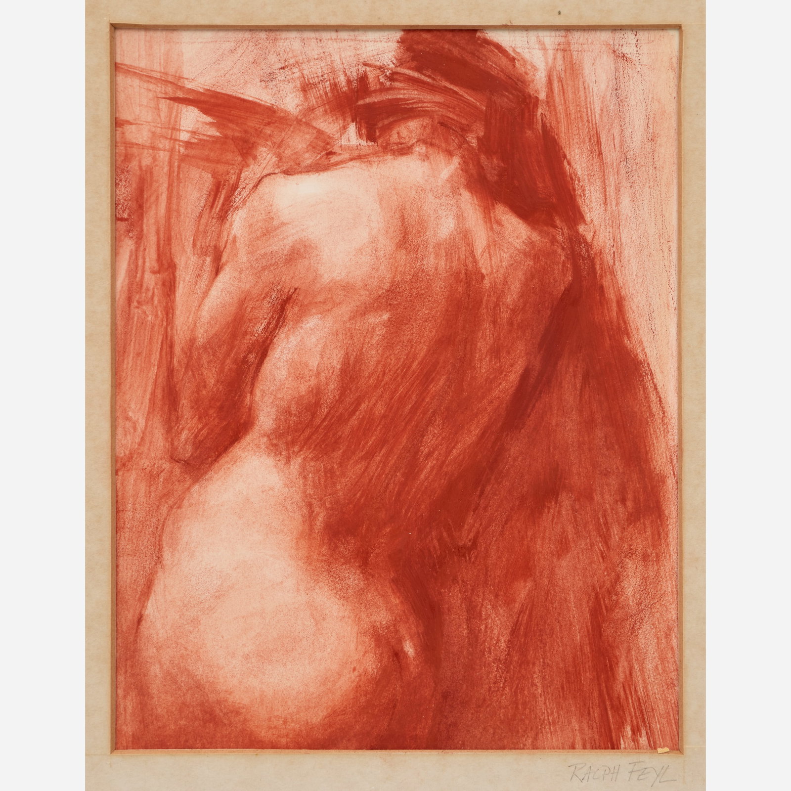 Ralf Feyl (attr.) Nude Conte Drawing (1991): Ralf Feyl (Maine, b. 1970) Untitled nude, 1991 Conte crayon on paper 8" x 6" Unsigned, but identified as the work of Feyl and dated to the reverse. The frame measures 10 3/4" x 8 3/4". From th