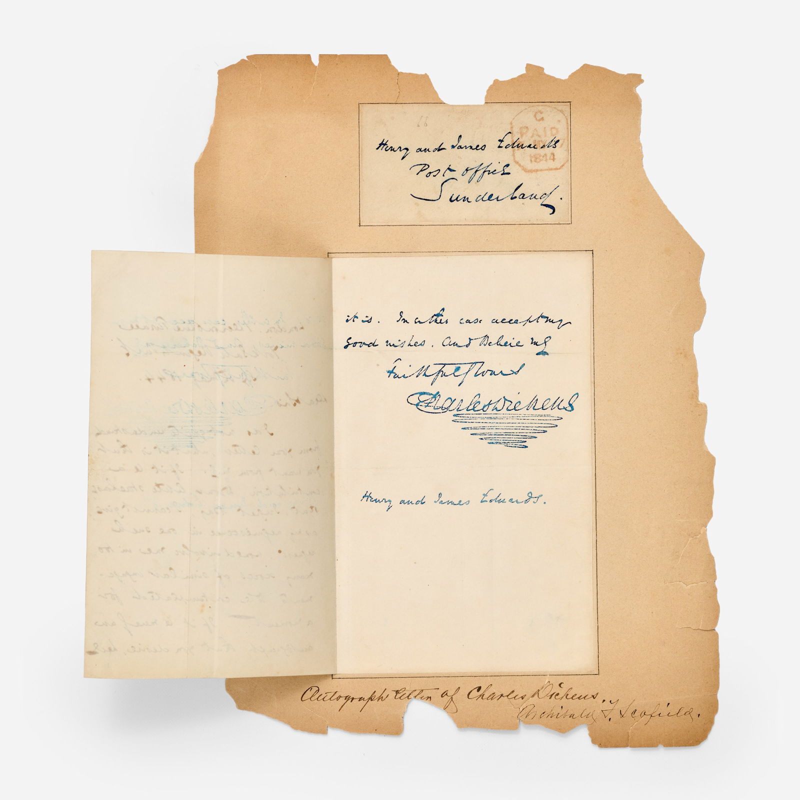 Charles Dickens Signed Letter (1844), Documented (1 of 7)