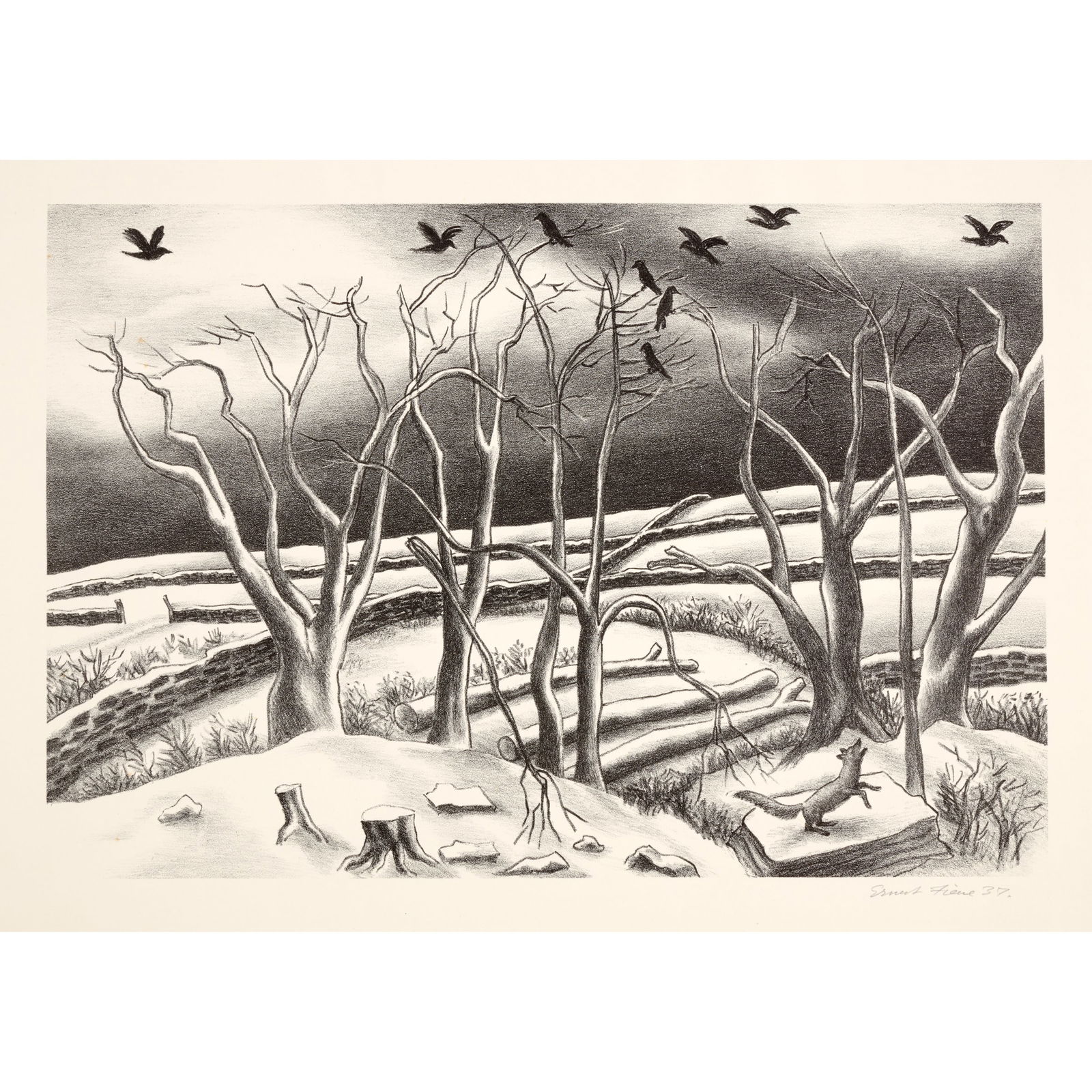 Ernest Fiene "Winter Morning" Lithograph (1937) (1 of 6)