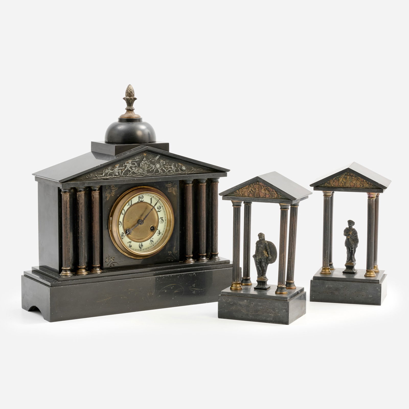 Romanesque Architectural Mantel Clock and Ornaments (1 of 12)