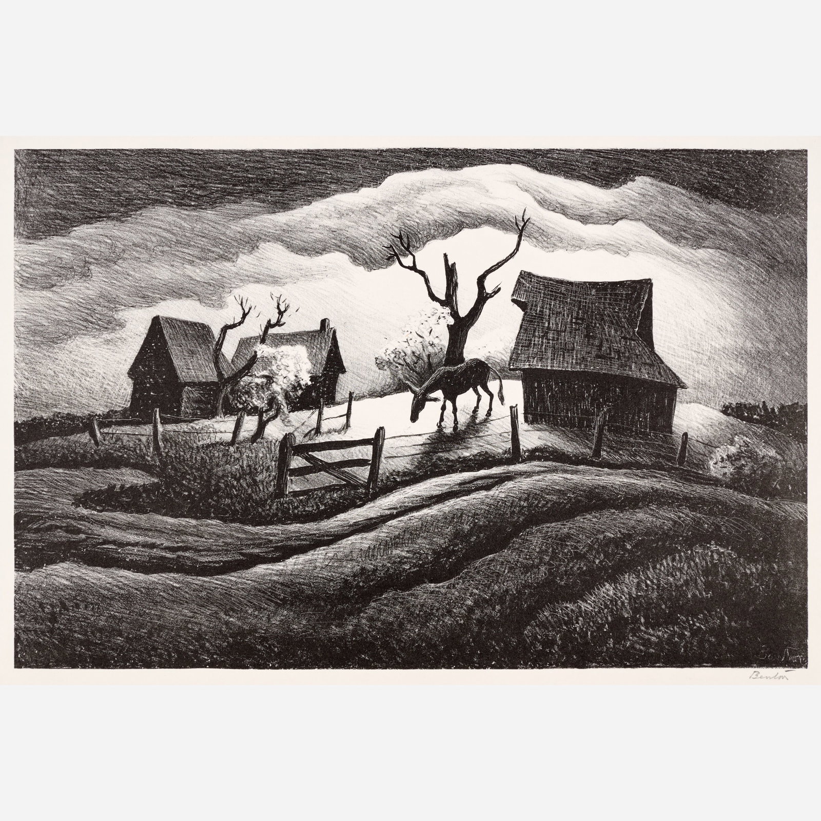 Thomas Hart Benton "Rainy Day" Lithograph (1938) (1 of 9)