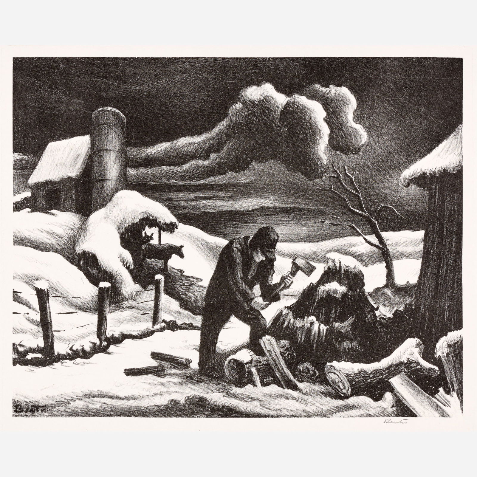 Thomas Hart Benton "The Woodpile" Lithograph (1939) (1 of 11)