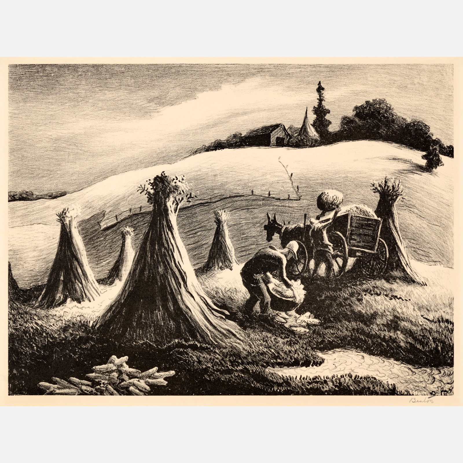 Thomas Hart Benton "Loading Corn" Lithograph (1945) (1 of 9)