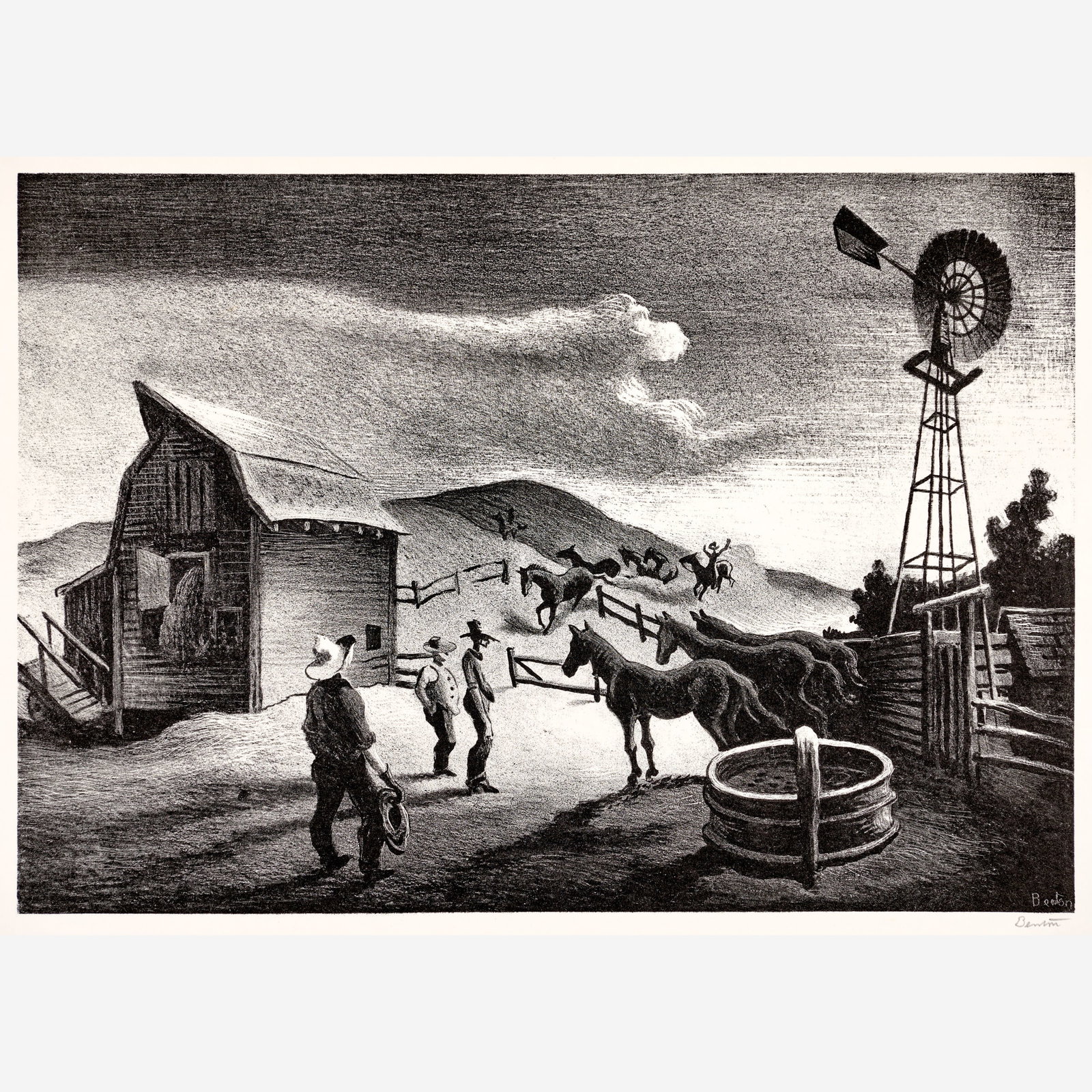 Thomas Hart Benton "The Corral" Lithograph (1948) (1 of 9)
