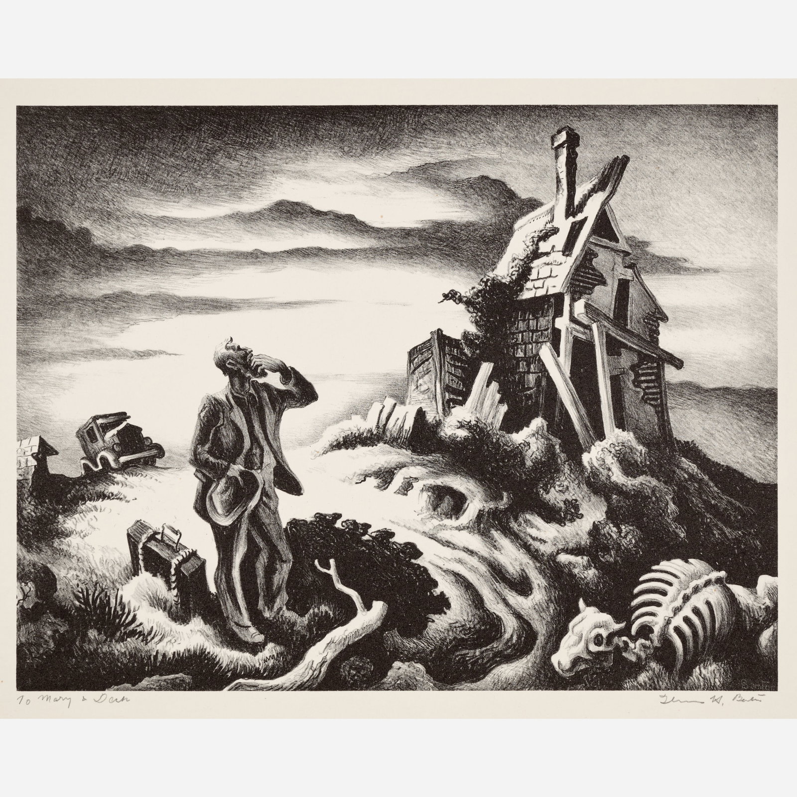 Thomas Hart Benton "Prodigal Son" Lithograph (1939): Thomas Hart Benton (American, 1889-1975) Prodigal Son, 1939 Lithograph on paper 10" x 13 ¼" (image) Edition of 250 Pencil-signed and inscribed "T