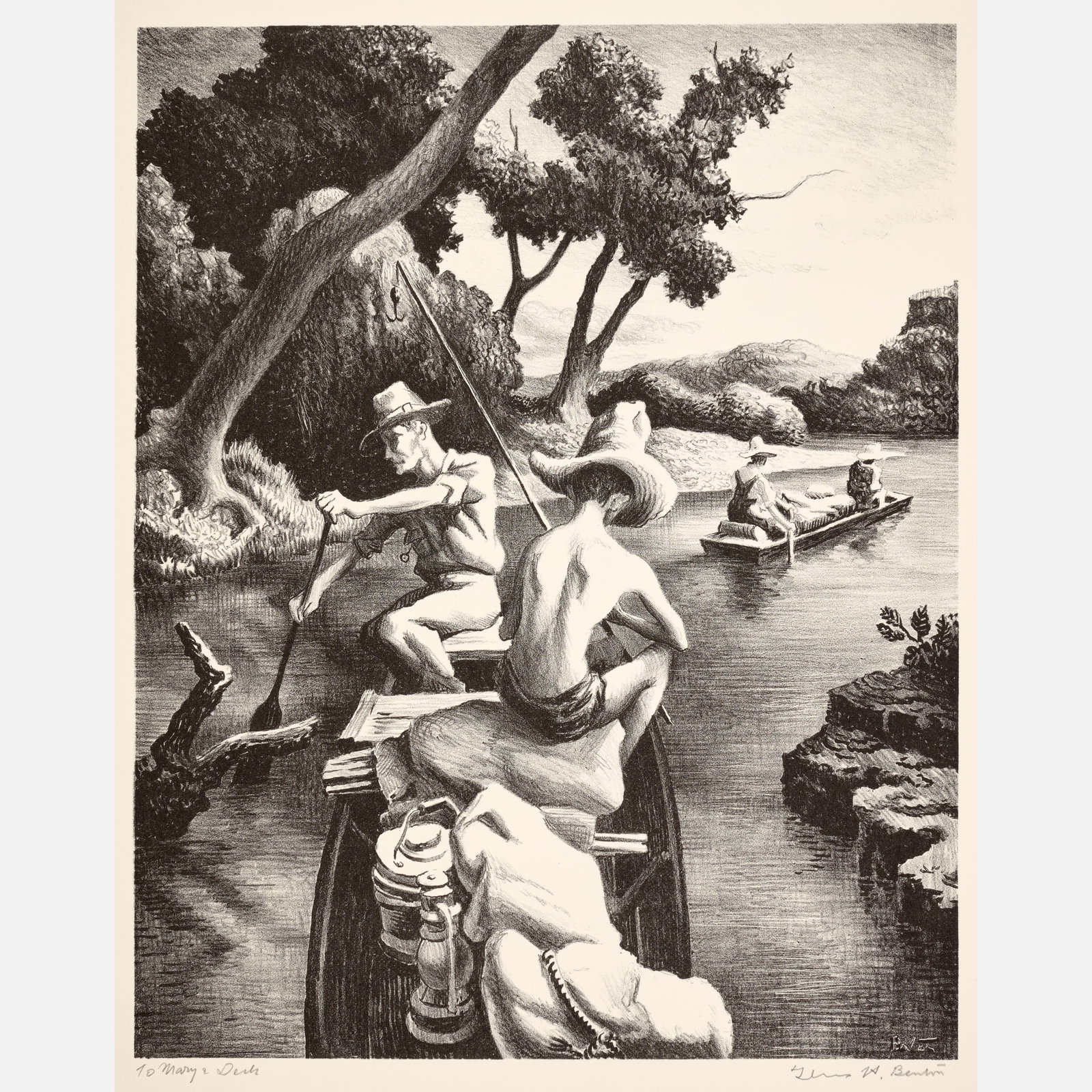 Thomas Hart Benton "Down the River" Lithograph (1939) (1 of 11)