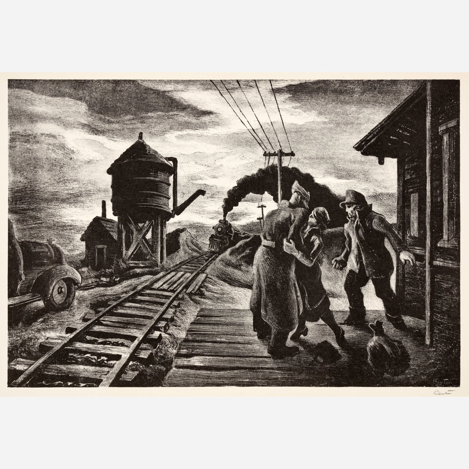Thomas Hart Benton "Morning Train" Lithograph (1943): Thomas Hart Benton (American, 1889-1975) Morning Train, 1943 Lithograph on paper 9 &fr