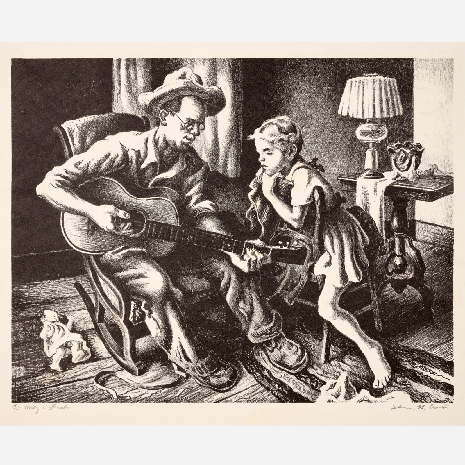 Thomas Hart Benton "The Music Lesson" Lithograph (1943) (1 of 14)