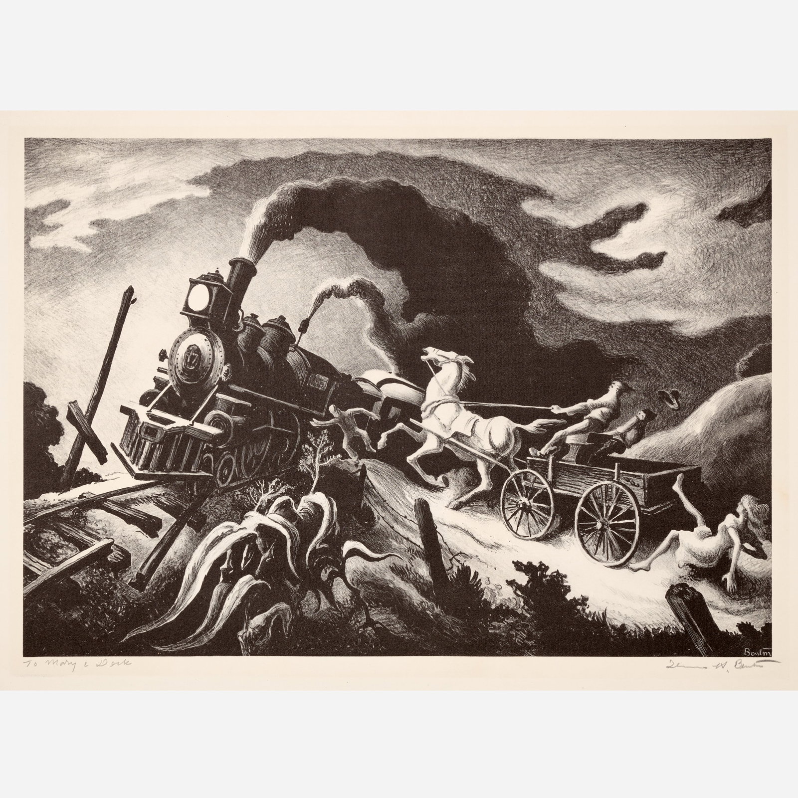 Thomas Hart Benton "Wreck of the Ol' 97" Lithograph (1944) (1 of 14)