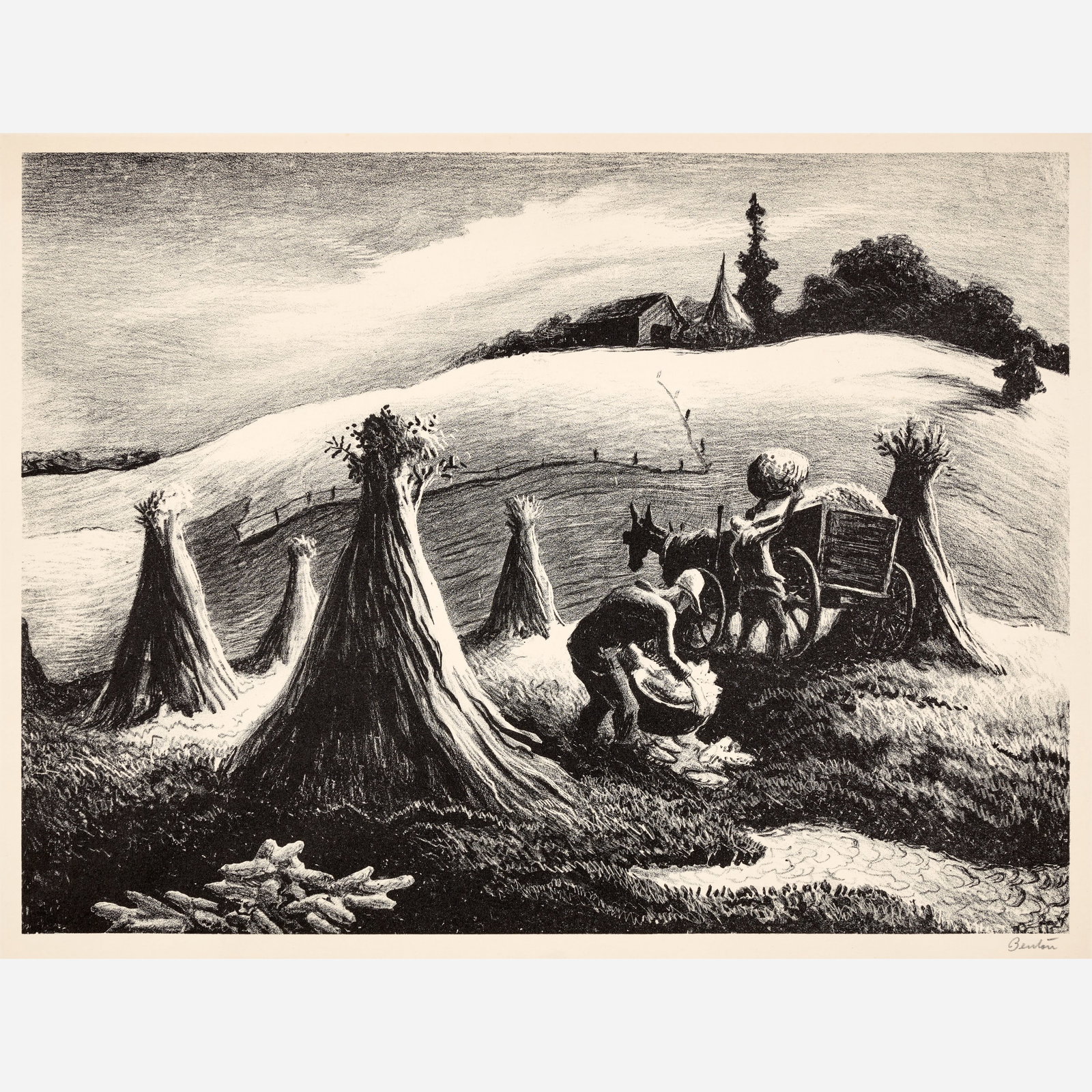 Thomas Hart Benton "Loading Corn" Lithograph (1945) (1 of 10)
