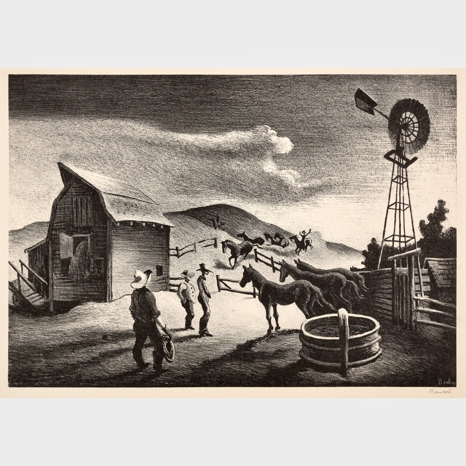 Thomas Hart Benton "The Corral" Lithograph (1948) (1 of 10)