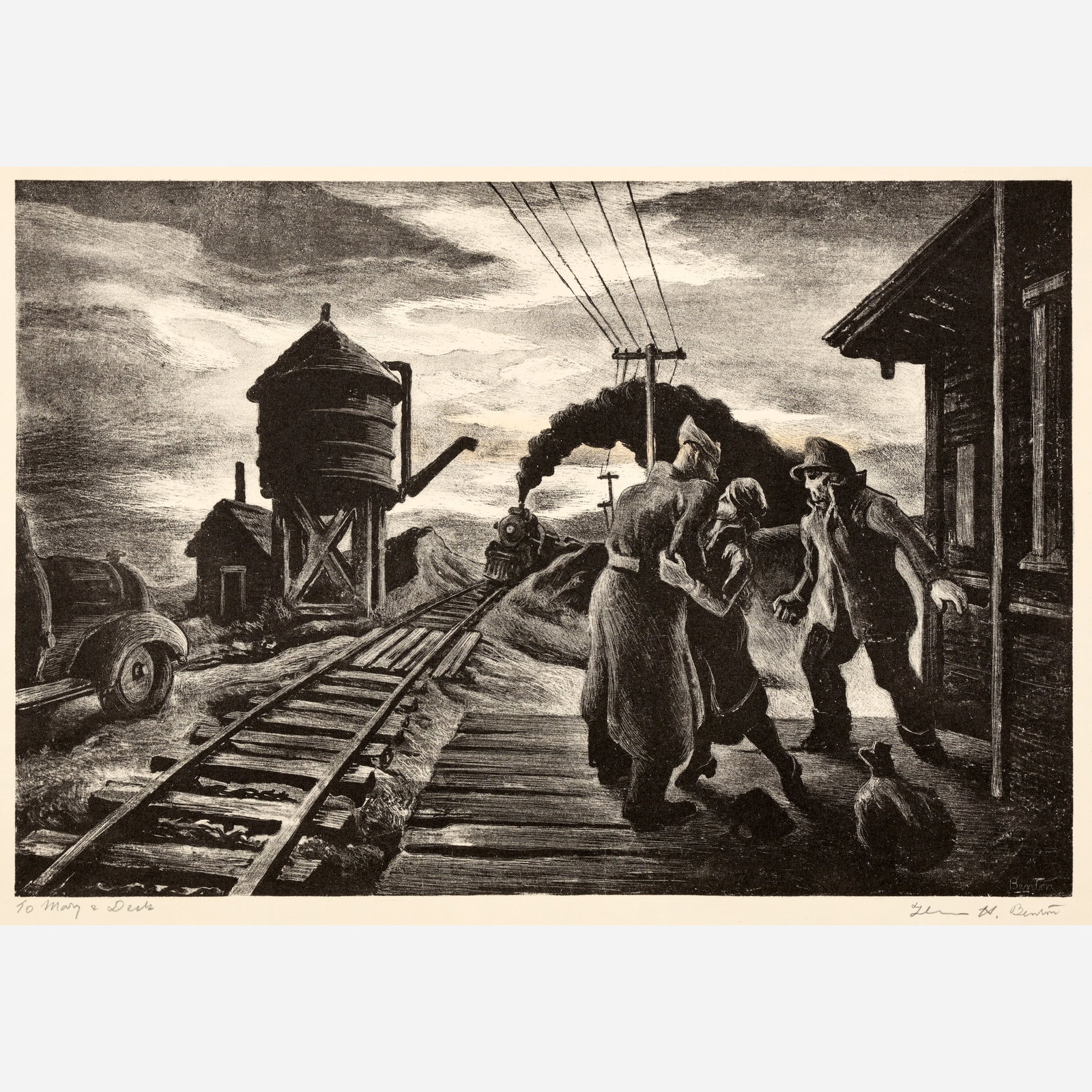 Thomas Hart Benton "Morning Train" Lithograph (1943): Thomas Hart Benton (American, 1889-1975) Morning Train, 1943 Lithograph on paper 9 &fr
