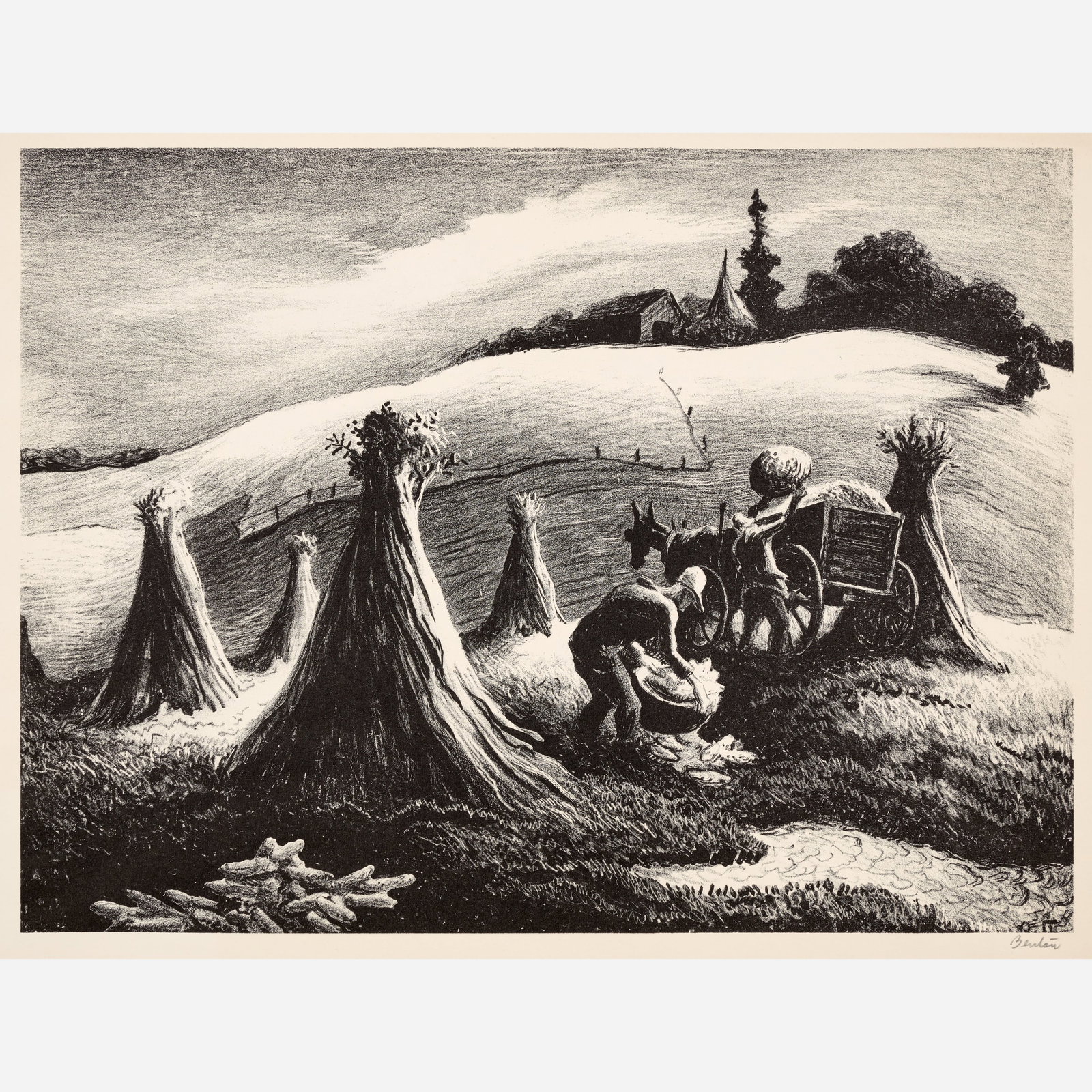 Thomas Hart Benton "Loading Corn" Lithograph (1945) (1 of 11)