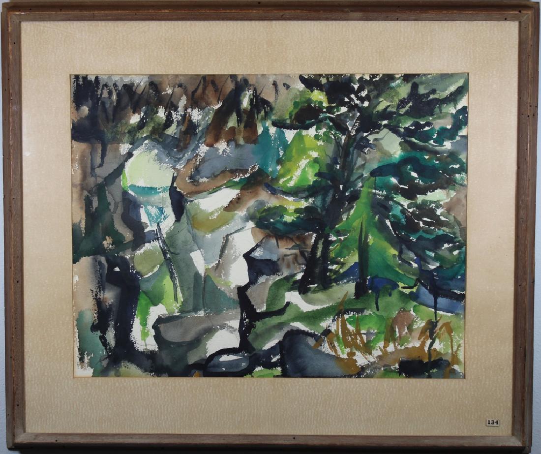 Yolanda Fusco (NY, Czech Republic, 1920 - 2009): Yolanda Fusco (NY, Czech Republic, 1920 - 2009) Abstract Watercolor. Inscribed verso. Fusco came to New York City at the age of ten, and she started painting at the age of twelve. She studied at the A