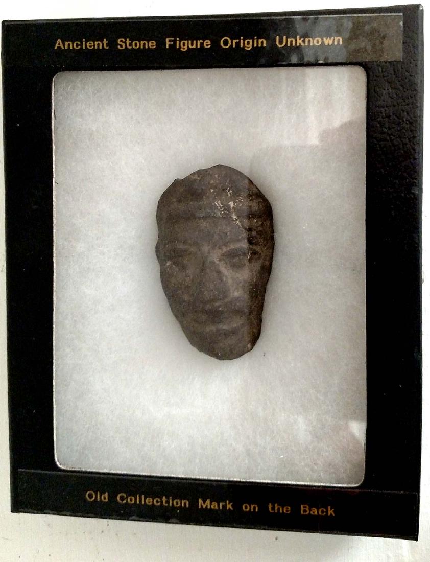Zapotec(?) Head Fragment: Zapotec(?) Head Fragment. Mexico. CE 600-800. Moldmade earthenware. Length: 2.25 in. In fine condition with soil and mineral deposits. Provenance: private collection, OH -collected more than 80 years 