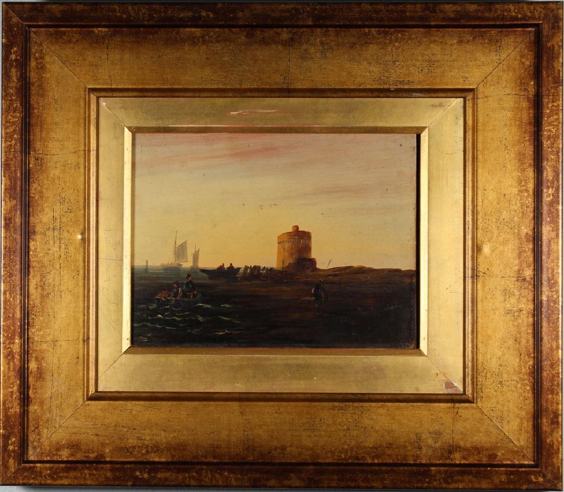 "Near Dover" 19th C. Coastal Scene with Figures (1 of 4)