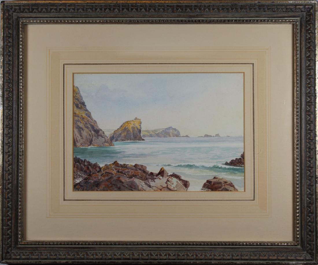 "Kyncaid Cove, 1889" English School Watercolor: "Kyncaid Cove, 1889" English School Watercolor. Label with title verso. Has not been examined out of frame. Sight Size: 7 x 9.5 in. Overall Size: in.