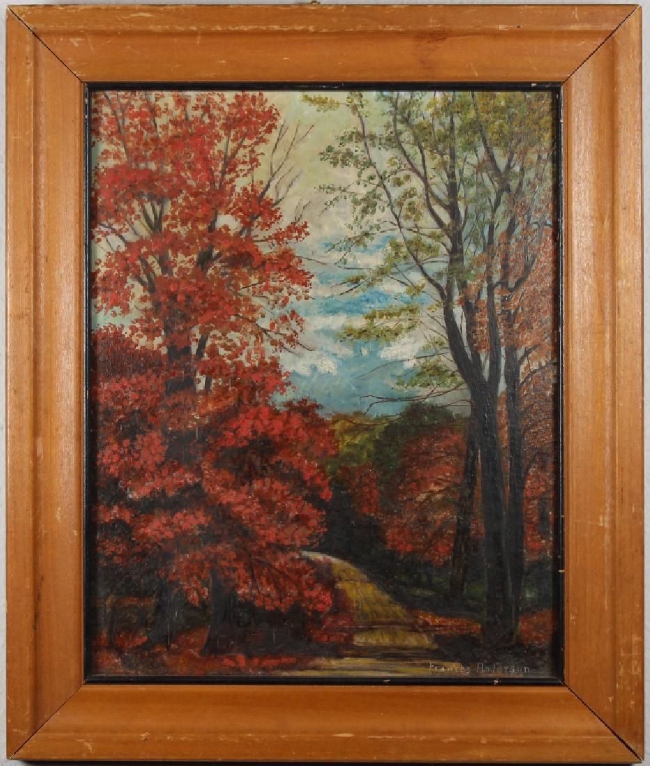 Signed, Vintage American School Autumnal Scene (1 of 3)