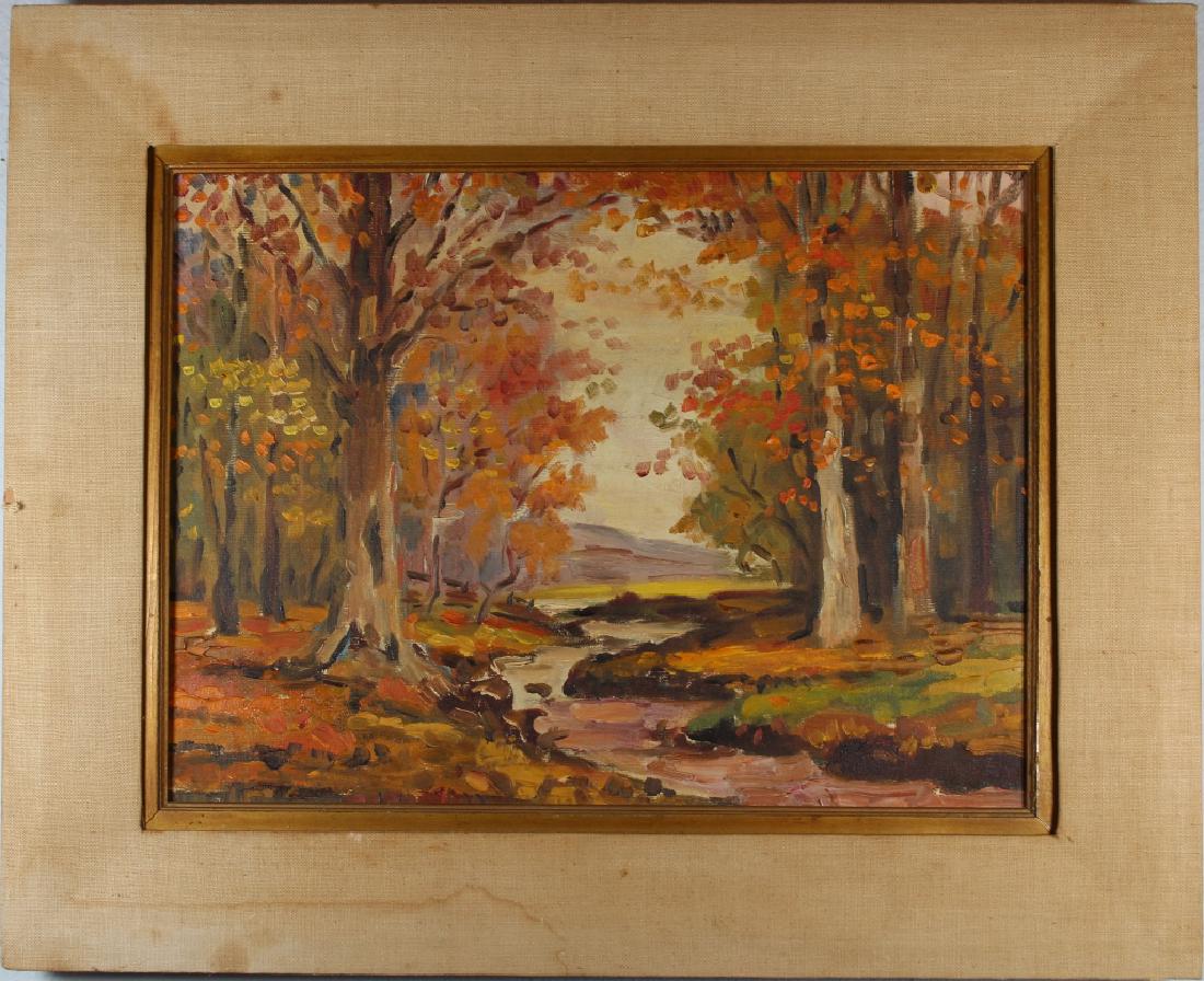 American School, New England River Landscape: American School, New England River Landscape painting. Oil on canvas. Appears to be unsigned. Sight Size: 11.5 x 15.5 inches.