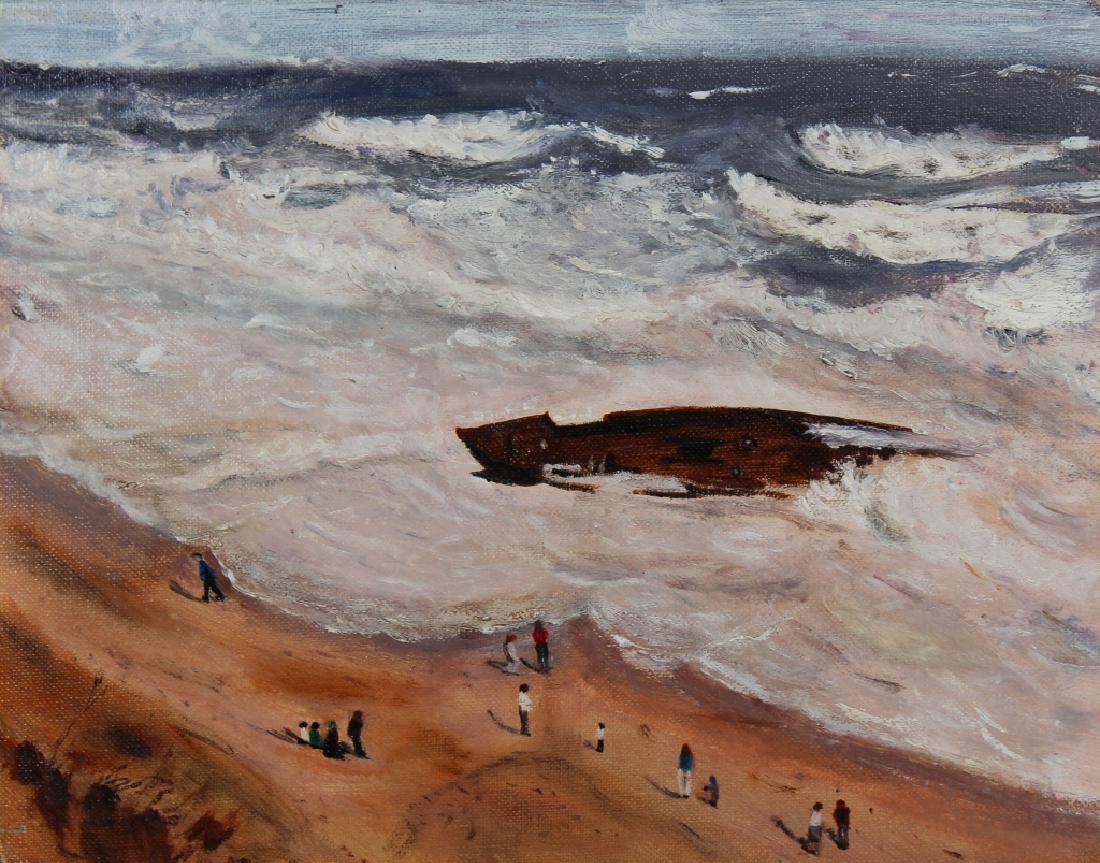 American School, Figures on a Beach. 20th C. (1 of 3)