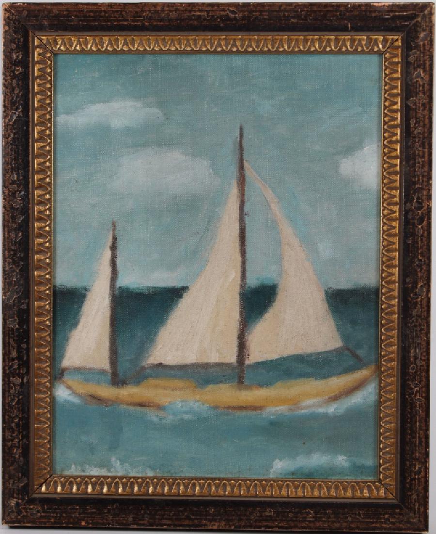 Manner of Edward Hopper, Sailboat Near Coast (1 of 2)