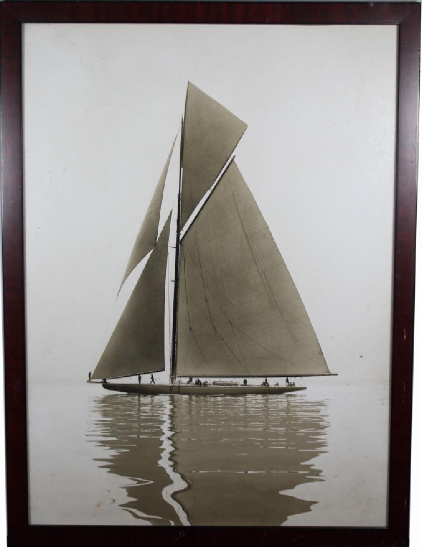 Framed Vintage Photograph of a Yacht: Framed Vintage Photograph of a Yacht with figures. Sight Size: 23 x 17 in. Overall Size: in.