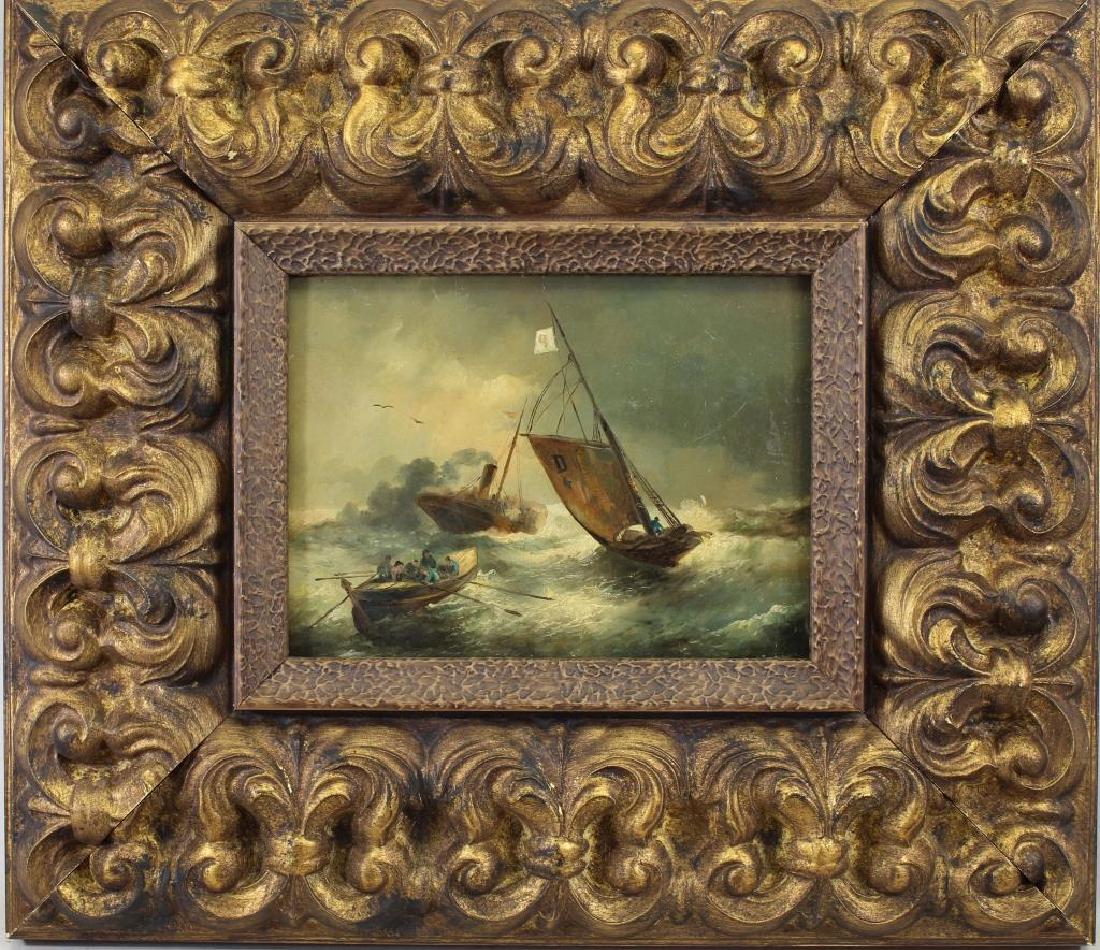 Signed, 19th C. Steamship in Distress (1 of 4)