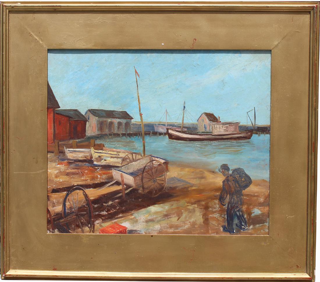 American School, '49 Harbor Scene with Figure (1 of 5)