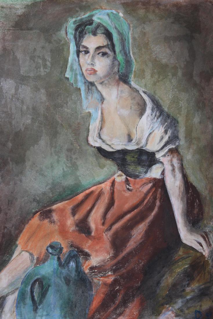 French School, Signed Portrait of a Woman: French School, Signed Portrait of a Woman. Vintage. Oil/Paper portrait of a woman. Signed lower right. Size: 19.5 x 26 inches.