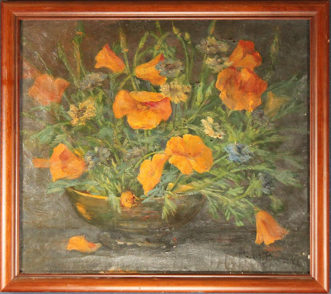 Martha Wheeler Wallace Baxter (1869 - 1955): Martha Wheeler Wallace Baxter (California, Vermont, 1869 - 1955) Still Life painting. Sight size: 13.2 x 15.2 inches. Overall size: 15.5 x 17.2 inches. Baxter studied art at the PAFA, Beaux Arts Insti