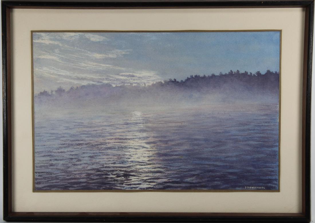 C. Carmichael, Watercolor of a Lake at Dusk: C. Carmichael, Vintage Watercolor of a Misty Lake at Dusk. Signed lower right. Sight Size: 12 x 18 in. Overall Size: in.