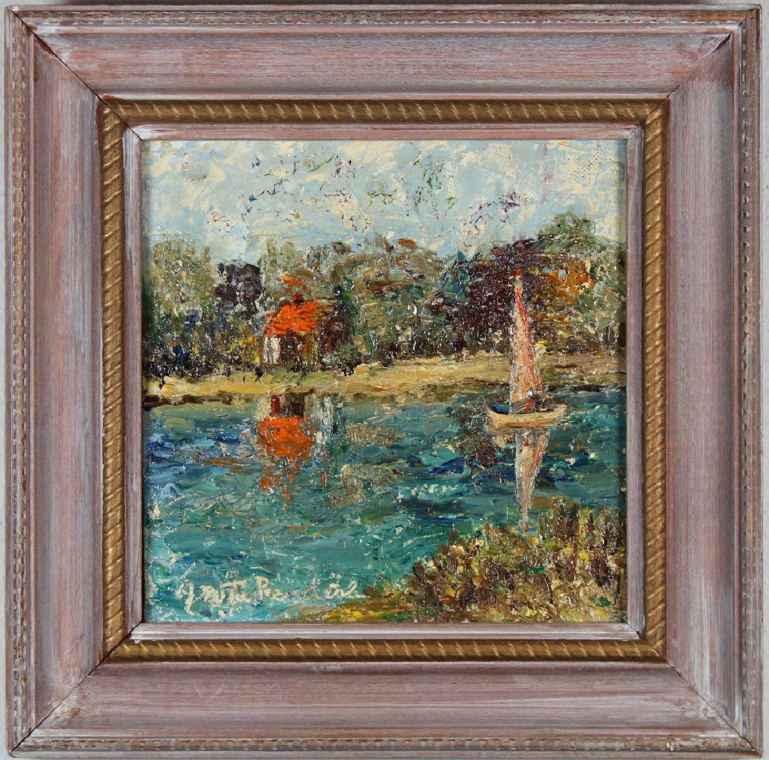 American School, Impressionist Sailboat. Signed (1 of 4)