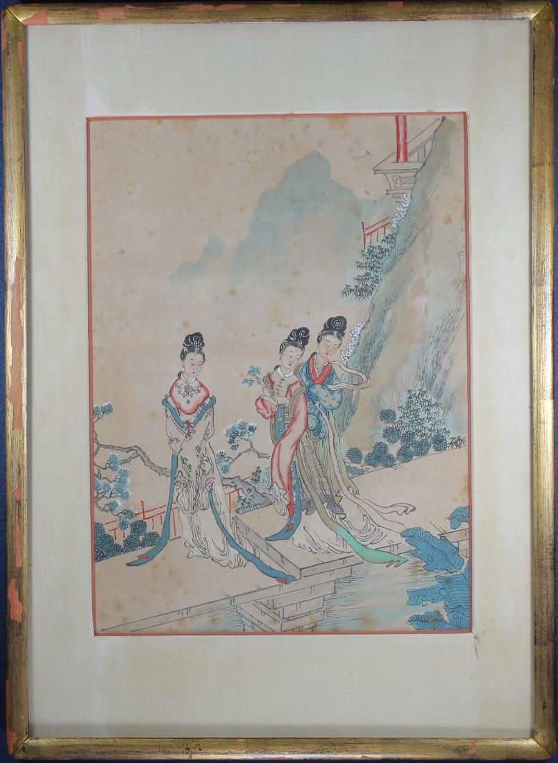 Framed Antique Chinese Figural Mixed Media: Framed Antique Chinese Figural Mixed Media. Watercolor/Ink/Gouache. Sight size: 18 x 13 inches.
