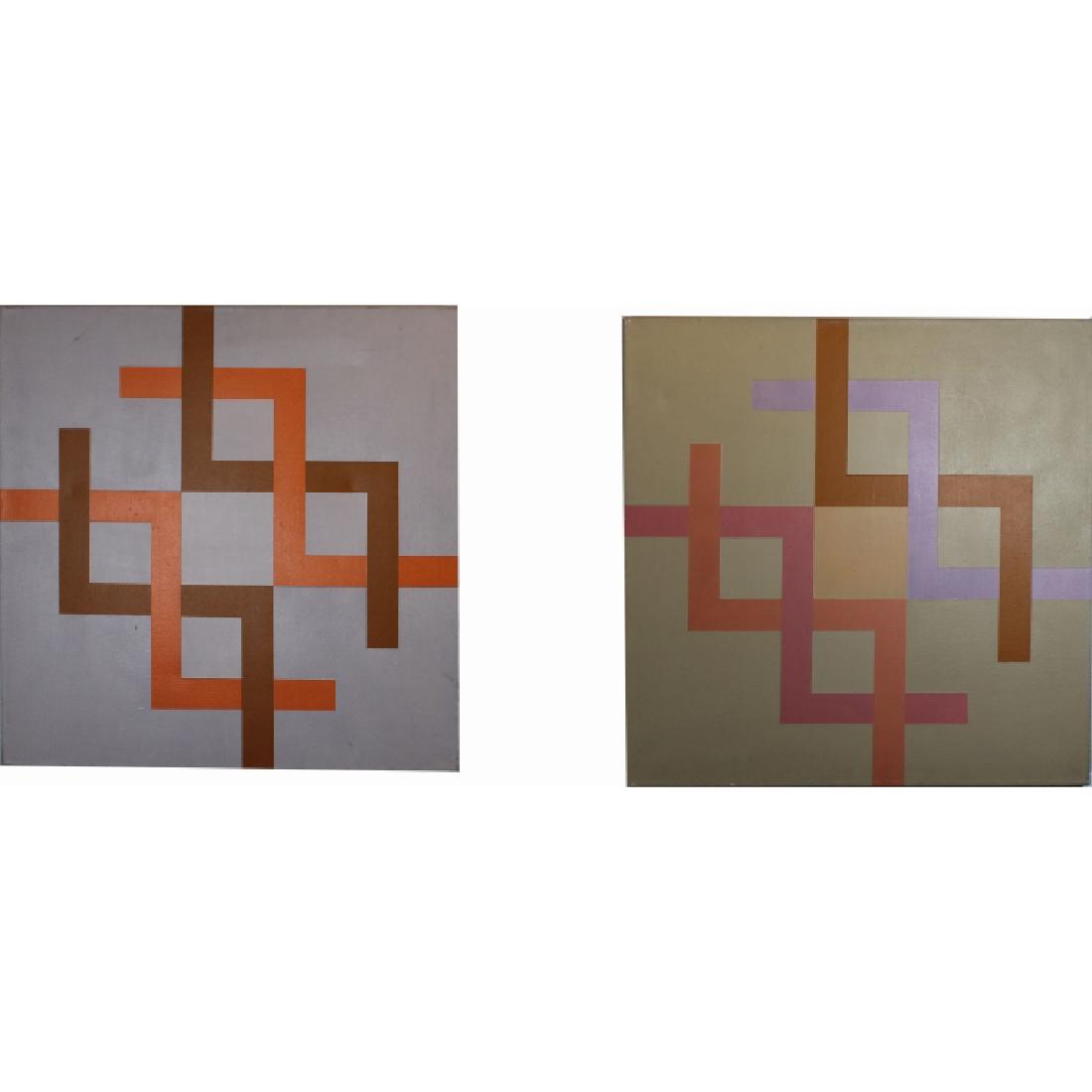 2 Kostka '77, Signed Geometric Abstract Paintings (1 of 5)