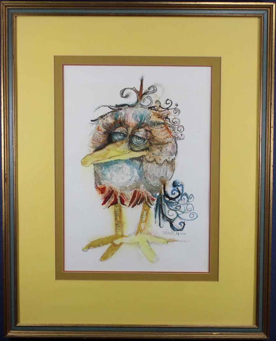 '76 Signed Mixed Media of a Bird: '76 Signed Mixed Media of a Bird. Signed and dated lower right. Sight Size: 15 x 10.5 in. Overall Size: in.