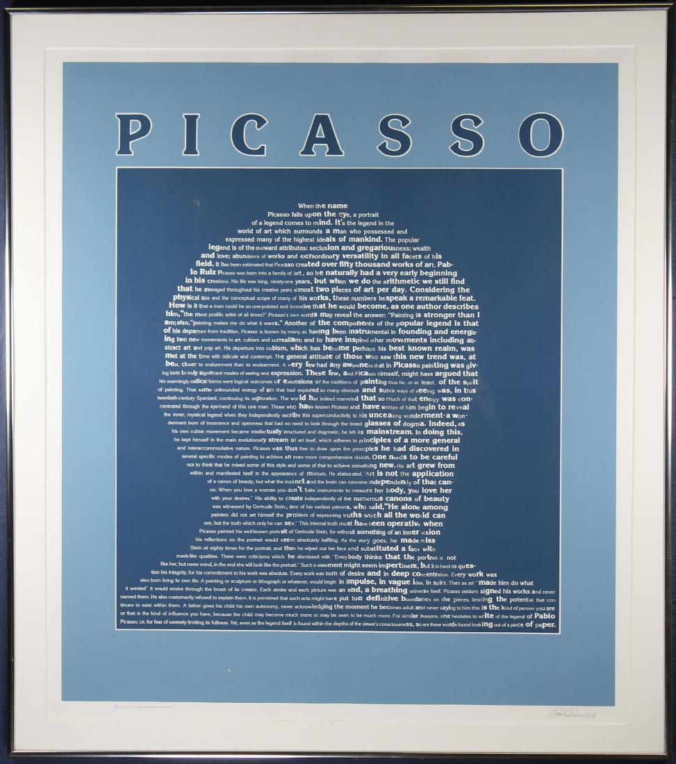 Paul Siemsen, "Picasso Head" Silkscreen: Paul Siemsen Picasso Head. Pencil Signed in lower right. Image size: 23 x 19.5 in. Overall Size: 27 x 24 in. Framed behind glass.