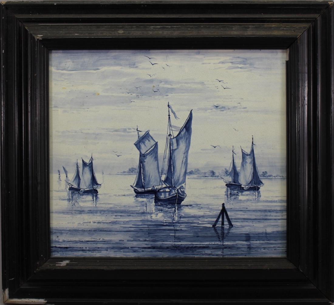 20th C. Painting on Porcelain, Sailboats (1 of 3)