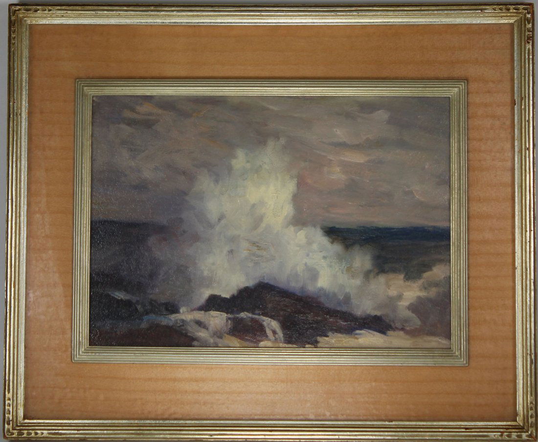 Signed, American School "Surf at Pigeon Cove" (1 of 5)