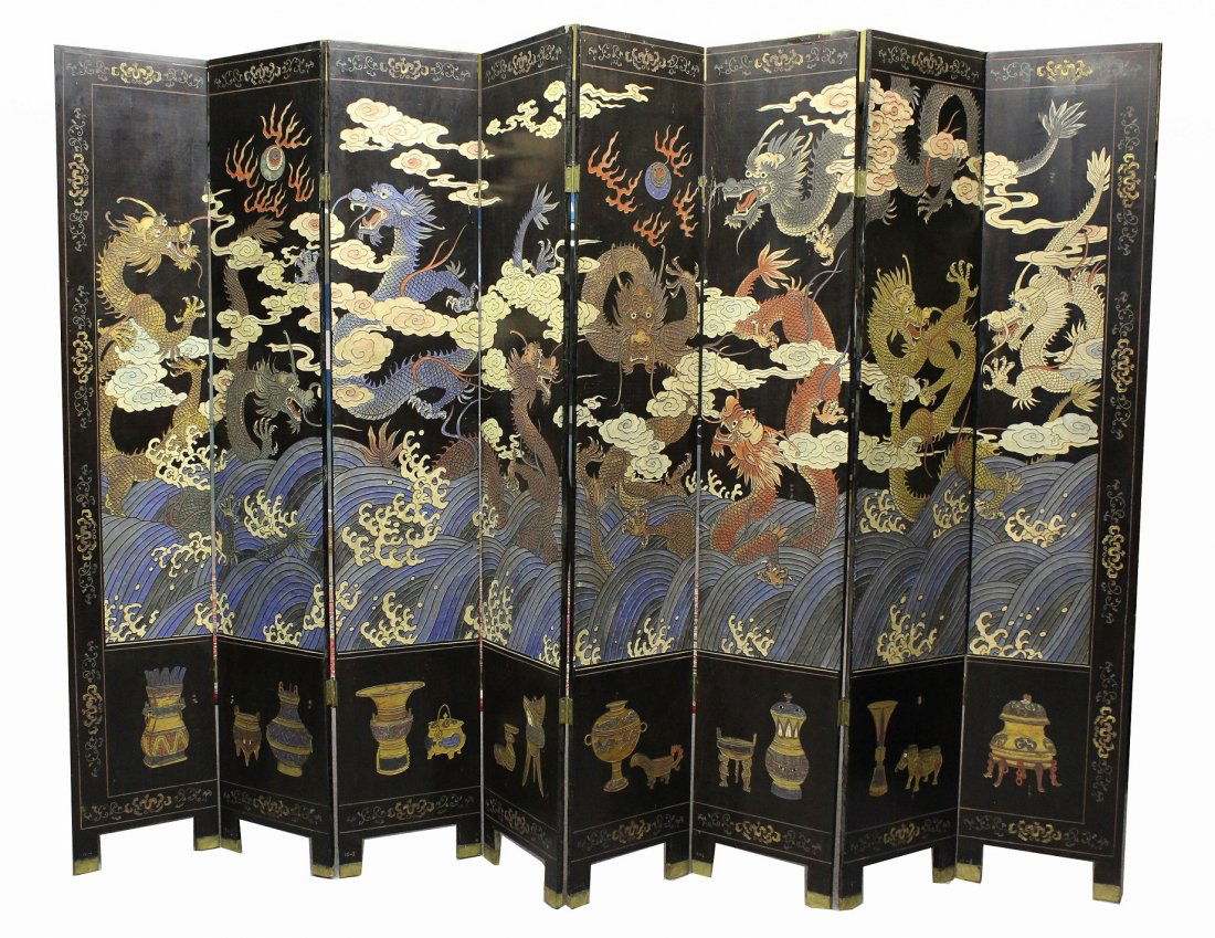 Large Chinese 5 Claw Dragon Coromandel Screen (1 of 9)
