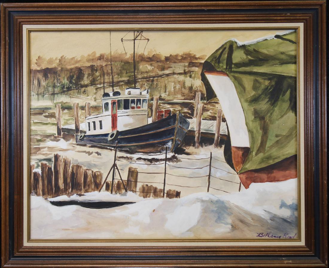 Signed, 20th C. Watercolor of a Harbor Scene (1 of 2)