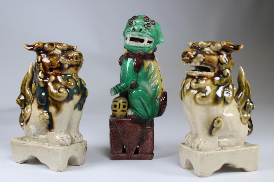 (3) Chinese Glazed Terracotta Foo Dogs (1 of 4)