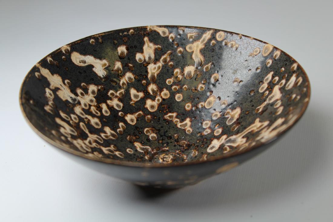 Chinese Glazed Terracotta Bowl: Chinese Glazed Terracotta Bowll with spotted uncontrolled glaze throughout. Song style. DIameter: 6.5 inches.