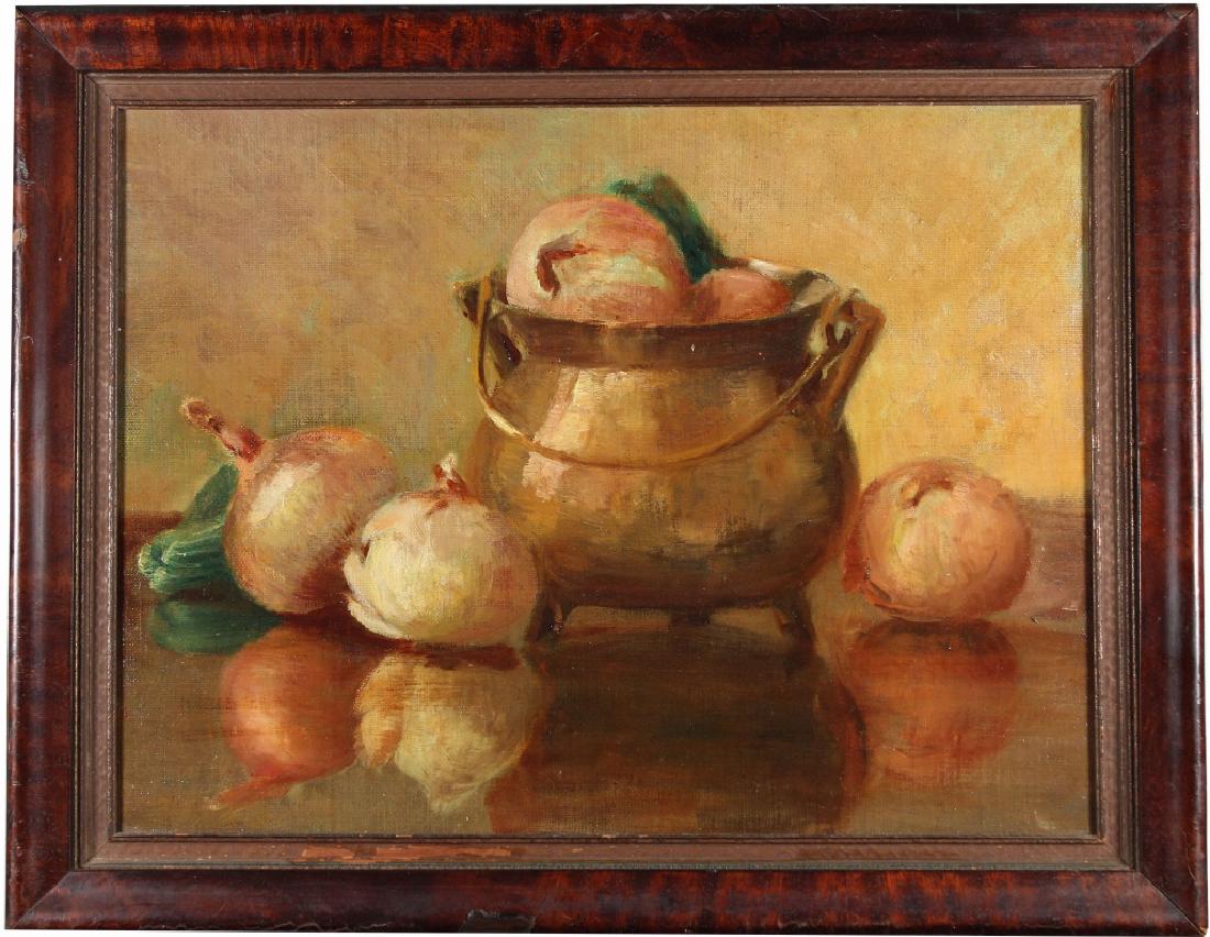 Early 20th C. American School Still Life: Early 20th Century American School Still life. Oil on board painting. Inscribed "Russell" in pencil verso. Sight Size: 11.5 x 15 in. Overall Size: 14.5 x 18.5 in.