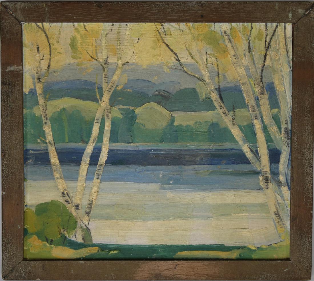 American School, Impressionist Coastal Painting: American School, Impressionist Coastal Painting. 20th century. Appears to be unsigned, has not been examined out of the frame. Oil on board. Sight size: 8.5 x 9.5 inches.