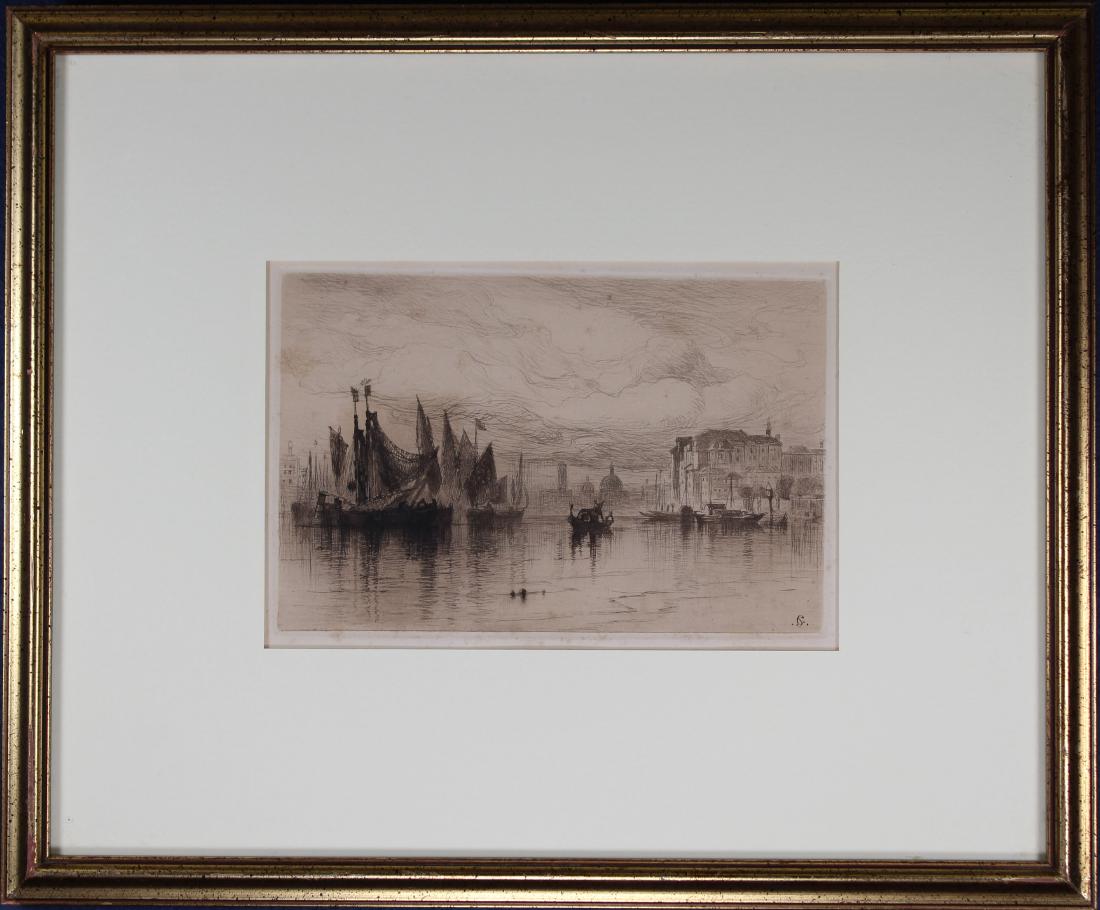 Fine Antique Etching of Grand Canal, Monogrammed (1 of 5)
