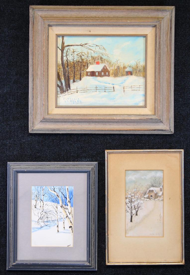 (3) American School Winter Landscapes, Signed (1 of 4)