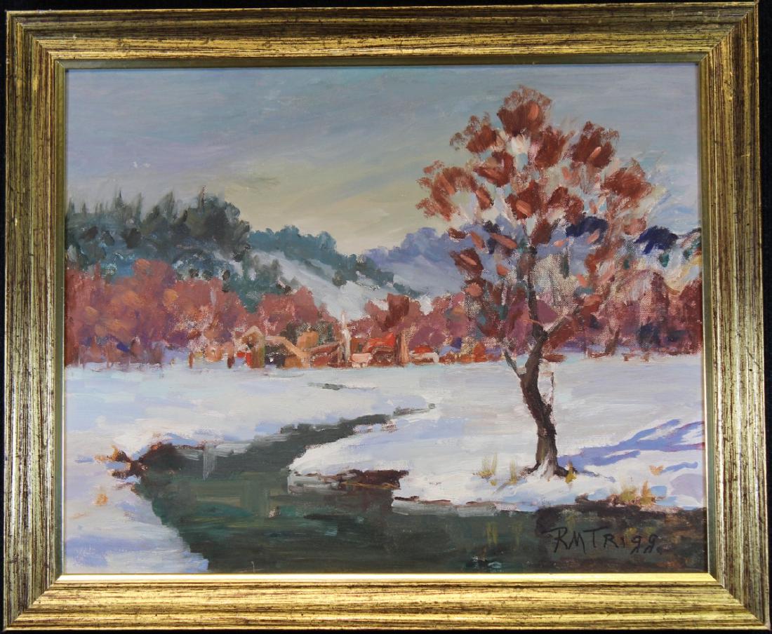 Signed, 20th C. Impressionist Winter River Scene (1 of 3)