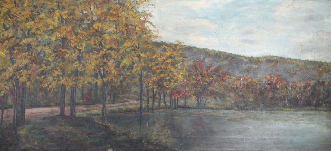 Hightower, Signed Painting of "Cathole Road": Hightower, Signed Painting of "Cathole Road". Early 20th century. Oil on canvas, Sight Size: 18 x 40 in. Unframed.