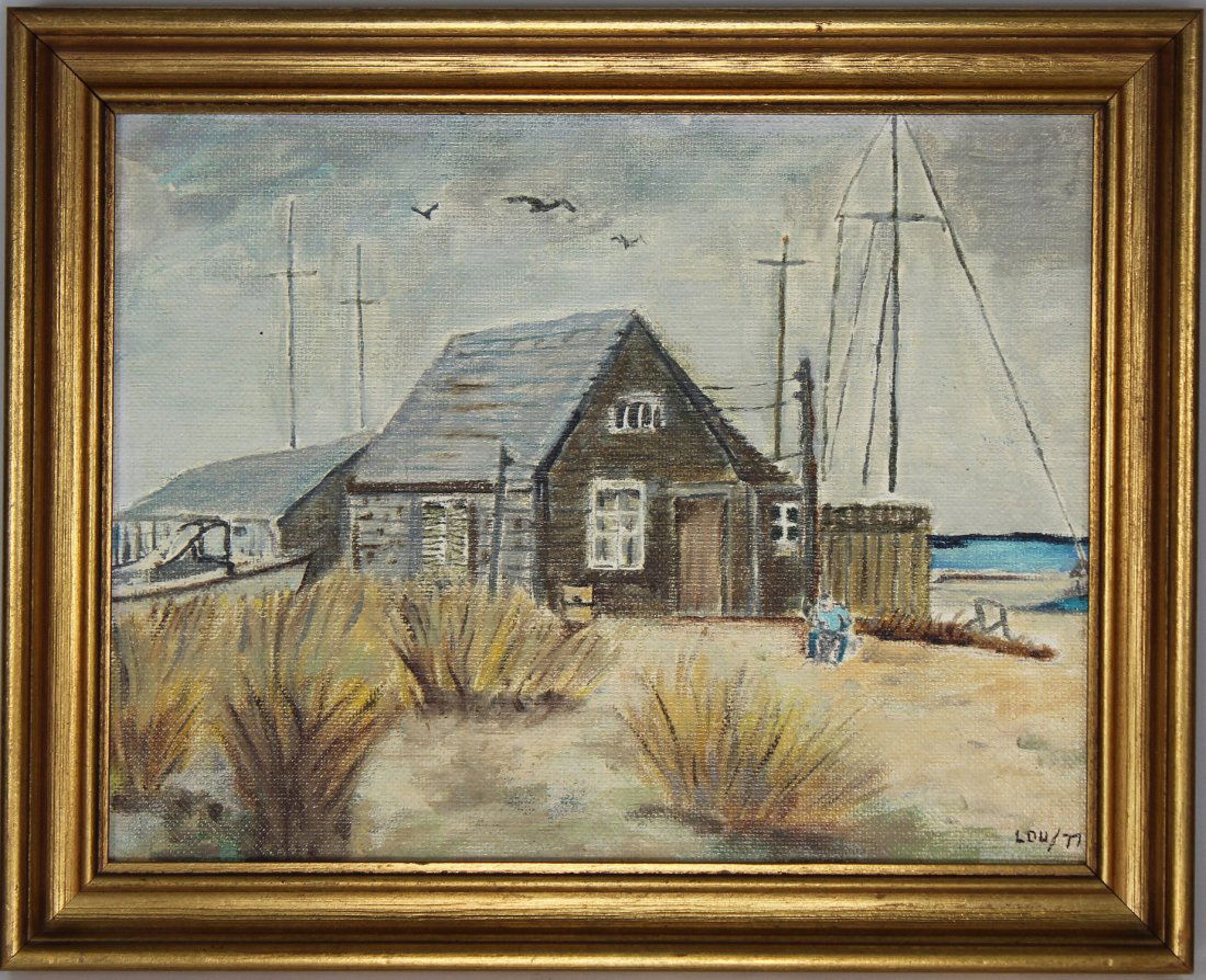 American School, 20th C. Dock Scene. Signed (1 of 3)