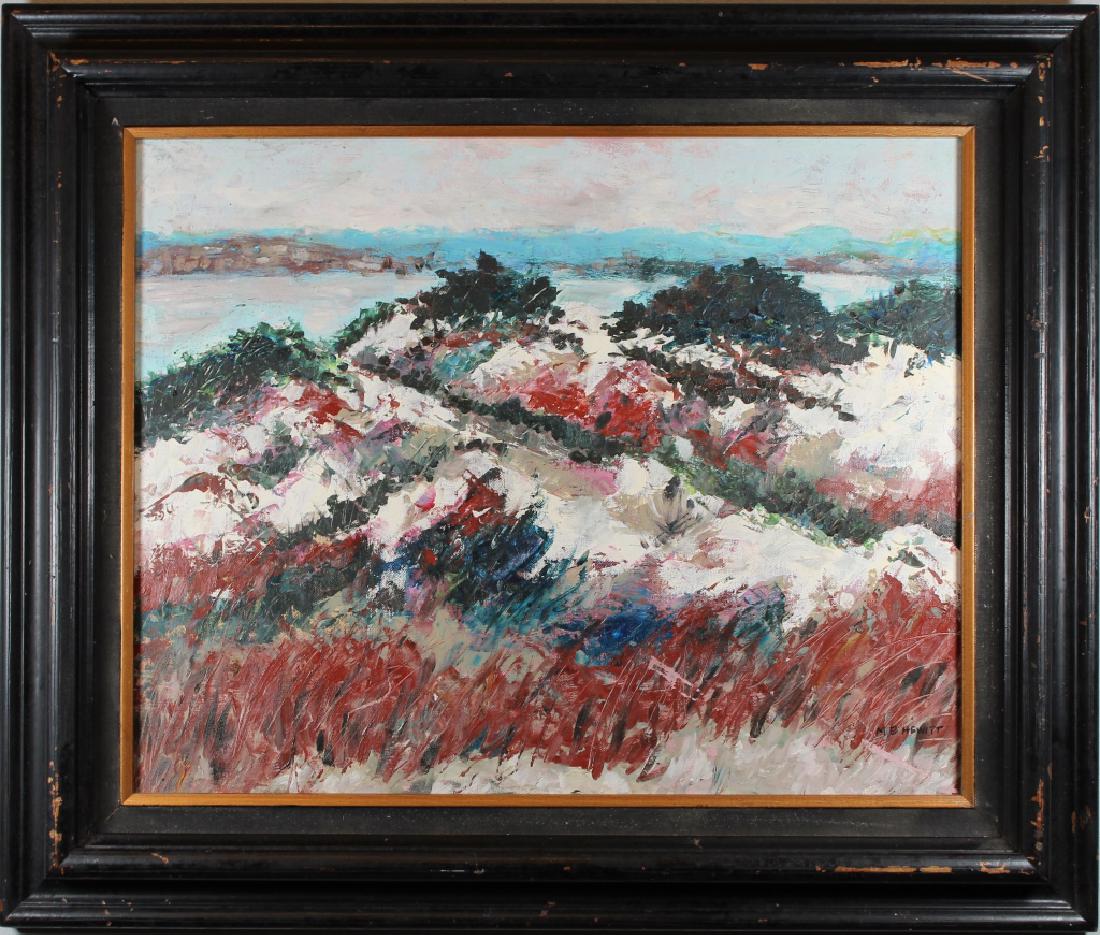 MB Hewitt, Vintage Landscape Painting: MB Hewitt, Vintage Landscape Painting. Oil on board. Signed lower right. Sight Size: 15 x 19 in. Overall Size: 21.5 x 26 in.